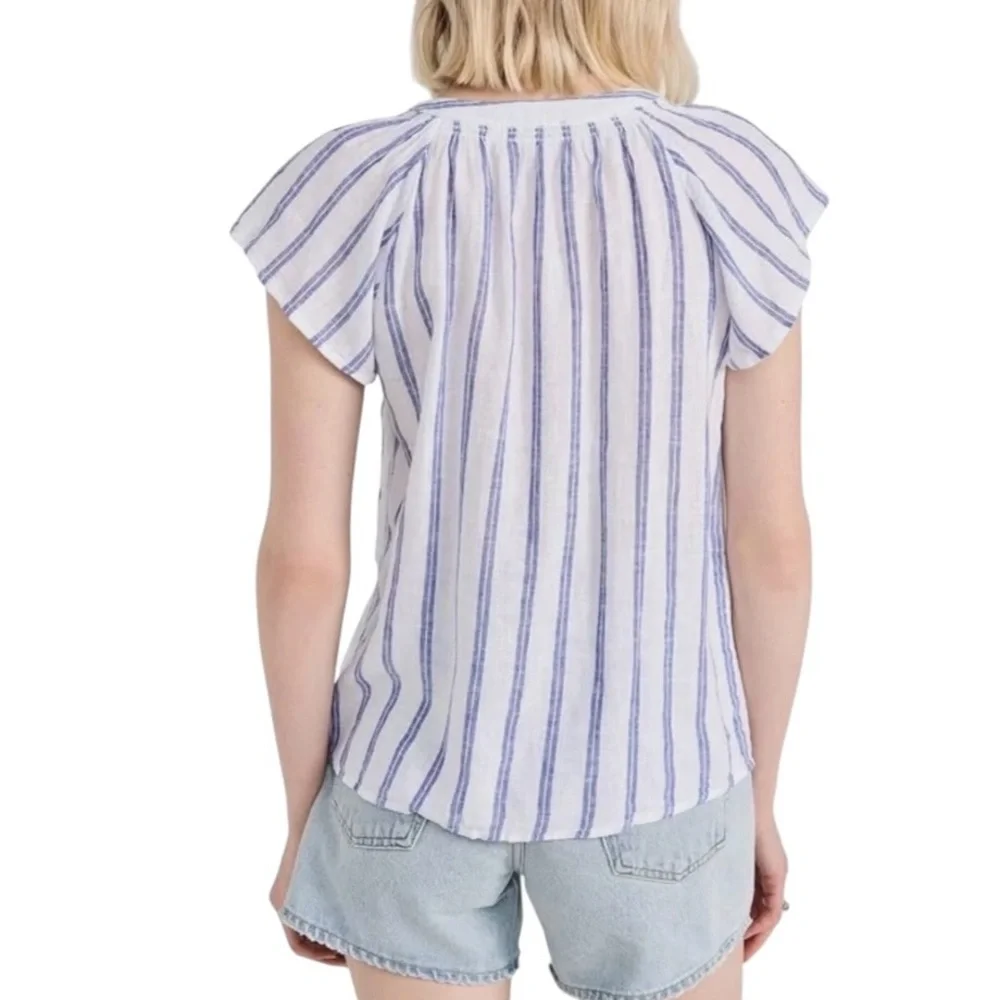 Rails Alena Linen Blouse in Villa Stripe button down size M excellent condition - Picture 4 of 14